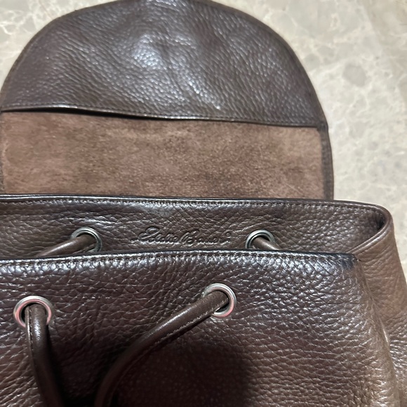 Vintage 90s Eddie Bauer brown pebbled leather medium backpack - Picture 2 of 6